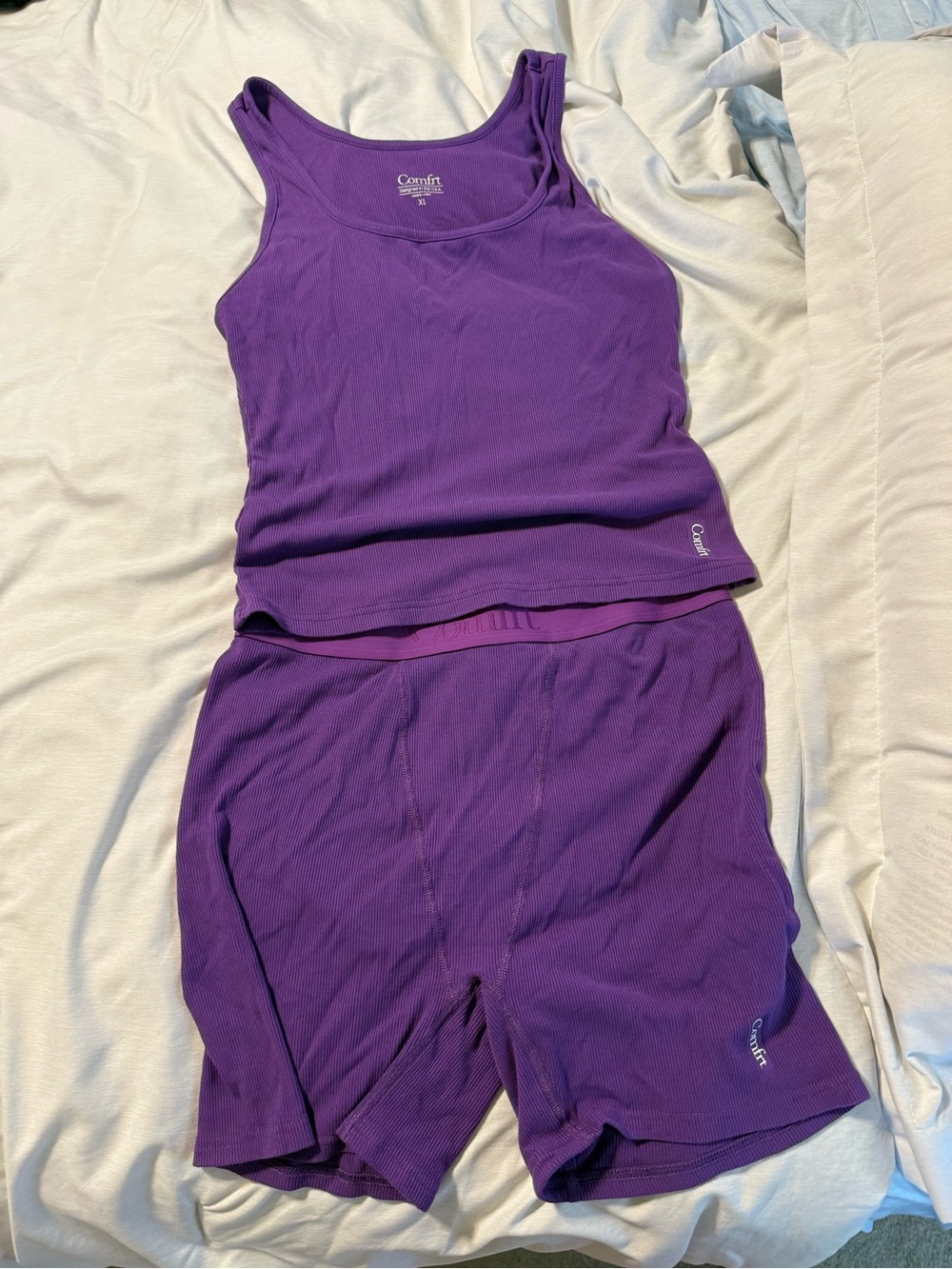 Comfit Purple Ribbed Tank & Boxer Short Sleep Set